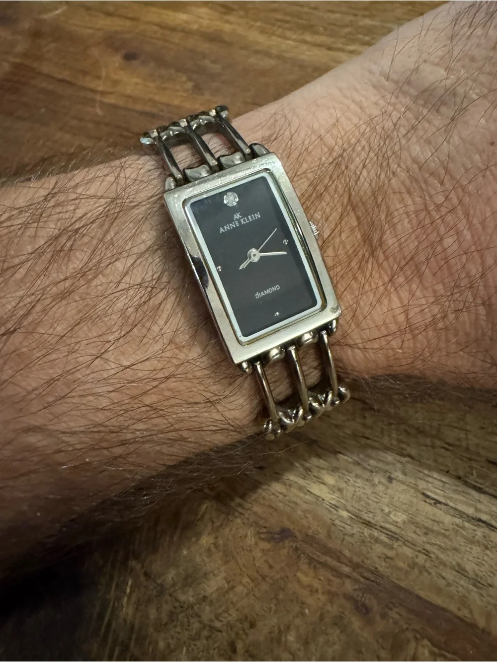 Vintage Anne Klein Diamond multi-strand cage-link bracelet watch